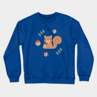 Cute Squirrel Acorn Autumn Leaves Crewneck Sweatshirt